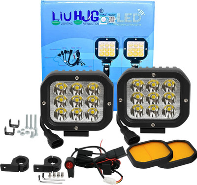 LIU HJG Yellow/White DC 12V-85V 60W Fog Light Fog Lamp Car, Motorbike, Truck, Van LED (12 V, 60 W)(Universal For Bike, Universal For Car, Pack of 4)