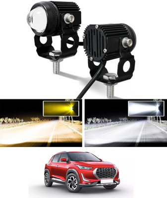 AYW Twin Mini LED Lights Amber and White High/Low Beam For Magnite Nissan 2021 Fog Lamp Car, Motorbike, Truck, Van LED for Nissan (12 V, 55 W)(Magnite, Pack of 2)