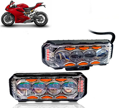 AUTO PEARL 4 Lens Yellow/White & Multi Flicker Red/Blue High Beam Led for 899 Panigale Fog Lamp Motorbike LED for Ducati (12 V, 30 W)(899 Panigale, Pack of 2)