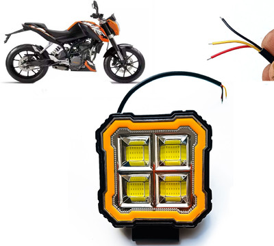 AUTO PEARL Square 4-Led DRL Car Off-Road Vehicle Light Auxiliary White-Yellow Lighting D18 Fog Lamp Motorbike LED for KTM (12 V, 24 W)(Duke 200, Pack of 1)