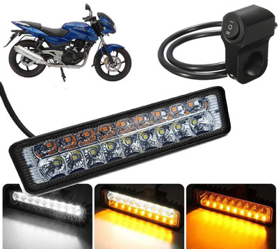 AUTO PEARL 6-inch Super Bright 18-Led Yellow, White & Flashing Fog Light with Switch A67 Fog Lamp Motorbike LED for Bajaj (12 V, 40 W)(Pulsar 220 DTS-i, Pack of 1)