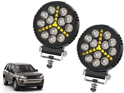 AUTO PEARL Round 4 Inch Luminous Tri-Shaped Auxiliary Amber DRL Spot Light for Car A228 Fog Lamp Car LED for Land Rover (12 V, 30 W)(Freelander 2, Pack of 2)