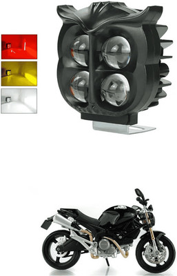 LOVMOTO Universal 4 LED Owl shape Spotlights Fog Lights Hi/Low,Red Angle & Flashing s265 Headlight Car, Motorbike LED for Ducati (12 V, 30 W)(Universal For Bike, Pack of 1)