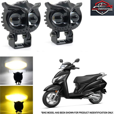 Autoinnovation Premium Quality LED LIGHTS Yellow & White in OWL Shape_BL2-124 Headlight Motorbike LED for Honda (12 V, 40 W)(Activa 3G, Pack of 2)