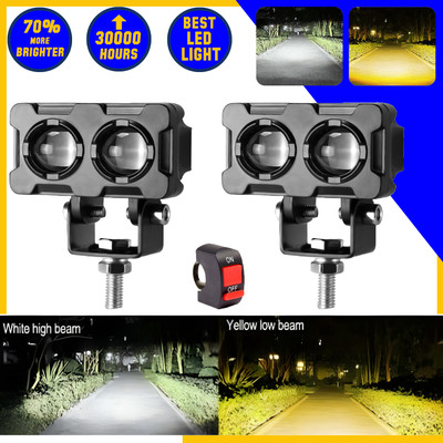 automunk Driving LED Fog Lamp Two Lens Heavy Quality Yellow White Fog Lamp Motorbike, Car LED (12 V, 40 W)(Universal For Bike, Universal For Car, Pack of 2)