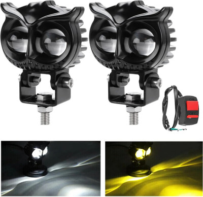 BIKEBLOOM Owl Shape Led Fog Light Metal Body with Turn On/Off Switch, Set of 2 Pcs Fog Lamp Motorbike LED (12 V, 30 W)(Universal For Bike, Pack of 2)