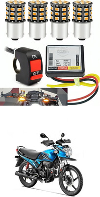 LOVMOTO Front, Rear LED Indicator Light for Mahindra Flyte(White, Yellow)