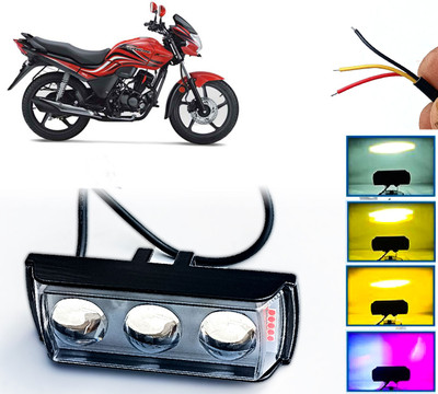 AUTO PEARL Ultra Mini 3-Lens Fog Light with Red, Blue White & Yellow Flashing Light B63 Fog Lamp Motorbike LED for Hero (12 V, 30 W)(Passion)