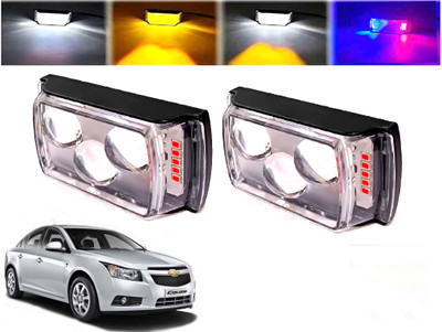 AUTO PEARL 3 EYE Lens Foglight, White, Yellow & Blue-Red Amber Auxiliary Projector Led T109 Fog Lamp Car LED for Toyota (12 V, 10 W)(Cruze, Pack of 2)