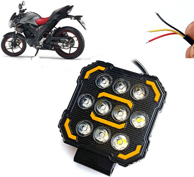 AUTO PEARL Square 10-Led DRL Car Off-Road Vehicle Light Auxiliary White-Yellow Lighting E02 Fog Lamp Motorbike LED for Suzuki (12 V, 24 W)(Gixxer, Pack of 1)