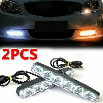 Auto MT 2 in 1 Car DRL 6 LED WITH Turn Indicator Function Daytime Running Lights (2pc, 12V DC) Brake Light Car LED (12 V, 24 W)(Universal For Car, Pack of 2)