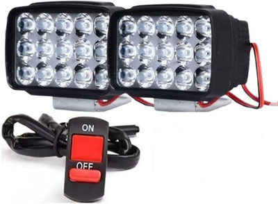 Clubics 15 LED FOG LIGHTS 2PC +1PC SWITCH Fog Lamp Car, Motorbike LED Dash Light Motorbike LED (12 V, 15 W)(Universal For Bike, Pack of 2)
