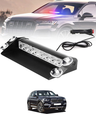 MATIES Waterproof 8Led Police Red /Blue Flashing Light Universal For Car,Bus,Van 257 Dash Light Car, Van, Truck LED for BMW (12 V, 72 W)(X3, Pack of 1)