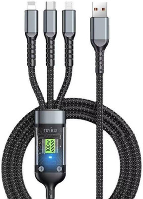 Efco Enterprises 3-in-1 Cable 1 m 6A Multi Charging 3 in 1 Braided LED Display Fast Charging Side Marker Car Xenon (5 V, 5 W)(XL6, Pack of 1)