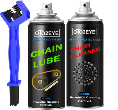 OTO2EYE Bike Chain Lubricant and Chain Cleaner Spray With Cleaning Brush For Motorcycle and Bicycle Chain Oil(1000 ml, Pack of 3)