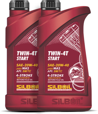 SILBOIL P2 TWIN 4T START 20W-40 ( API: SM/TC) ( JASO: MA-2) High Performance Synthetic Blend Engine Oil(1 L)