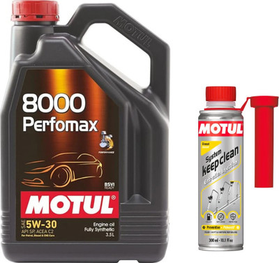 MOTUL 8000 PERFOMAX 5W30(3.5lit)+SYSTEM KEEP CLEAN Diesel(300ml)Combo - Full-Synthetic Engine Oil(3.5 L, Pack of 2)