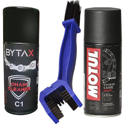 MOTUL C2 CHAIN LUBE AND BYTA X C1 CHAIN CLEANER WITH CHAIN CLEANER BRUSH Chain Oil(150 ml, Pack of 3)