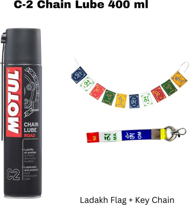 MOTUL C2 Chain Lube+Flag + Key Chain MC CARE C2 CHAIN LUBE ROAD Chain Oil(400 ml, Pack of 3)