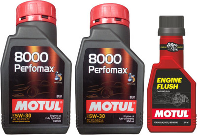 MOTUL 8000 PERFOMAX 5W30 ENGINE OIL FOR CAR - 1 L WITH ENGINE FLUSH 250ML COMBO 5W30 Full-Synthetic Engine Oil(1 L, Pack of 3)