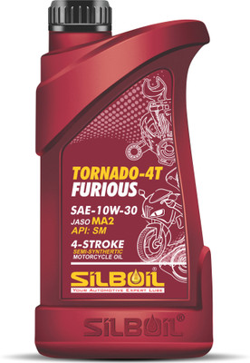 SILBOIL TORNADO 4T FURIOUS 10W-30 (API: SM) ( JASO: MA-2) High Performance Synthetic Blend Engine Oil(900 ml, Pack of 1)