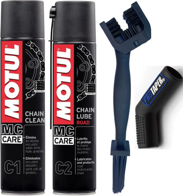 MOTUL MC CARE C1 (400 Ml ) & C2 (400 Ml ) and Premium Black Chain Cleaner Brush With Gear Shoe Protector Chain Oil(800 ml, Pack of 4)
