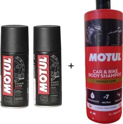 MOTUL Chain Clean & Lube 150ml & Car, Bike Shampoo Combo Motul Chain Oil(1 L, Pack of 3)