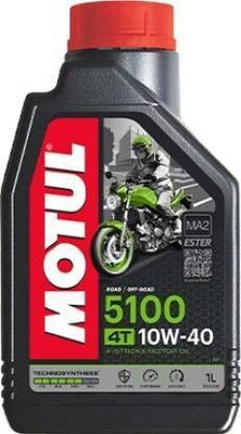 MOTUL 5100 4T 10W40 Engine Oil For Bikes with Smart Shine Sponge Combos Synthetic Blend Engine Oil(1 L, Pack of 1)