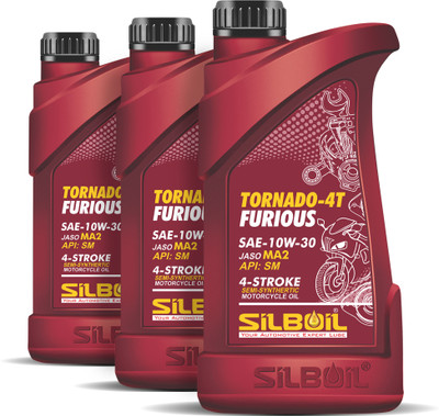 SILBOIL P3 TORNADO 4T FURIOUS 10W-30 (API: SM) ( JASO: MA-2) High Performance Synthetic Blend Engine Oil(1 L)
