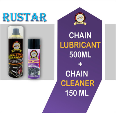 RUSTAR Combo of Chain Lubricant 500ml and Chain Cleaner 150ml (Pack of 2) For All Type of Chains Of Bike and Bicycle Chain Oil(650 ml, Pack of 2)