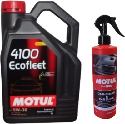 MOTUL 4100 ECOFLEET 5W30 (3ltr)+ DASHBOARD & CAR SHINE(500ML)COMBO Synthetic Blend Engine Oil(3 L, Pack of 2)