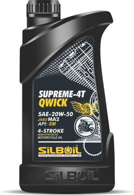 SILBOIL SUPREME 4T -QWICK 20W-50 ( API: SM) ( JASO: MA-2) High Performance Synthetic Blend Engine Oil(900 ml, Pack of 1)