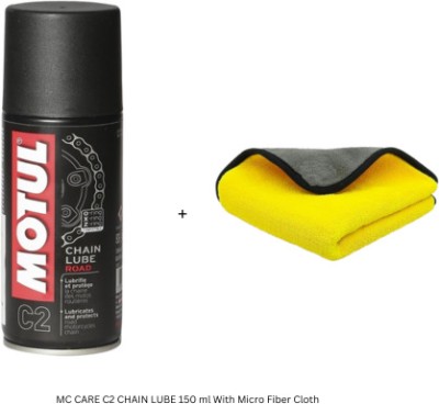 MOTUL MC CARE C2 Chain Lube + Fiber Cloth MC CARE C2 CHAIN LUBE Chain Oil(150 ml, Pack of 2)