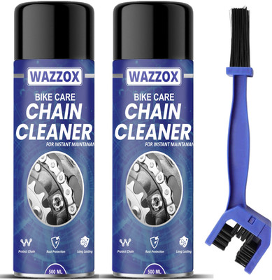 WAZZOX Bike Chain Cleaner / Degreaser Spray With Brush For Motorbike & Bicycle Chain Cleaner | Shines & Protects Chain Oil(1000 ml, Pack of 2)