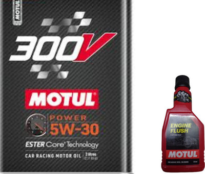 MOTUL 300V POWER 5W-30(2l)+Flush(250ml)Combo - Full-Synthetic Engine Oil(2 L, Pack of 2)