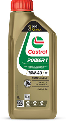 Castrol POWER1 10W-40 4T Engine Oil for High Performance Bikes|3-in-1 Synthetic Technology|BS VI Ready Full-Synthetic Engine Oil(1000 ml, Pack of 1)