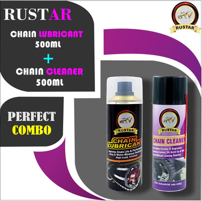 RUSTAR Chain Care Combo Chain Lube+ Chain Cleaner (500ml each) |Lubrication |Rust & Corrosion Protection |Prevent Chain Breakage| Chain Oil(1000 ml, Pack of 2)