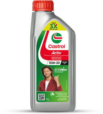 Castrol Activ 10W-30 4T 3X Protection with Actibond Technology for Bikes|API SN & JASO MA2 Synthetic Blend Engine Oil(1 L, Pack of 1)