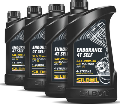 SILBOIL P4 ENDURANCE 4T - SELF 20W-40 ( API: SL) ( JASO: MA/MA-2) High Performance Premium Mineral Engine Oil(1 L)