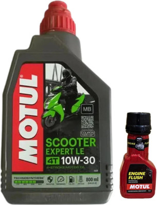MOTUL SCOOTER EXPERTLE 10W30(0.800litre)+Engine flush(50ml) Combo Full-Synthetic Engine Oil(0.8 L, Pack of 2)