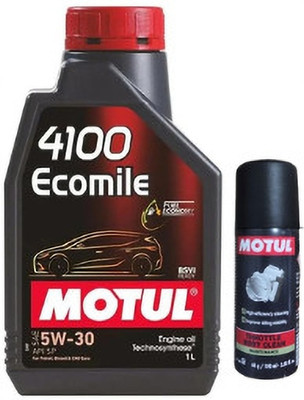 MOTUL 4100 Ecomile 5W30 With Throttle Clean 100ML Combo 5w30 Full-Synthetic Engine Oil(1 L)