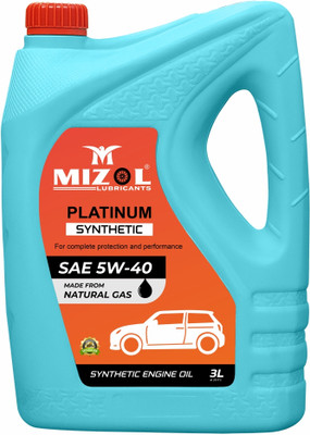 Mizol Premium Quality 3L SAE 5W40 API-SN Car Engine Oil Made From Natural Gas High-Mileage Engine Oil(3000 ml, Pack of 1)