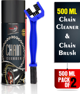 MIKANIX Bike Chain Cleaner And Degreaser Spray With Brush For Motorbike & Bicycle | Cleans | Shines & Protects Chain Oil(500 ml, Pack of 2)