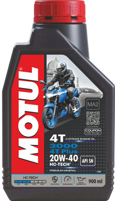 MOTUL 3000 4T Plus Plus 20W-40 HC-Tech Mineral Engine Oil(900 ml)