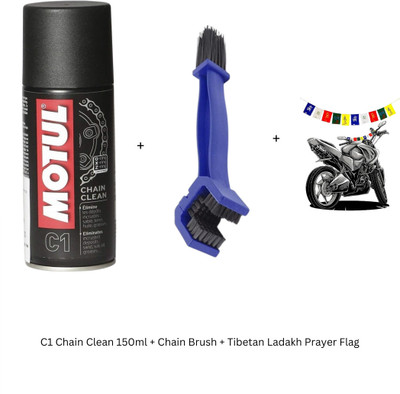 MOTUL C1 Chain Clean + Brush + Tibetan Ladakh Prayer Flag MC CARE C1 CHAIN CLEAN 150 ml Chain Oil(150 ml, Pack of 3)