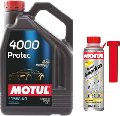 MOTUL 4000 PROTEC 15W40(3.5Lit)+ SYSTEM KEEP CLEAN DIESEL(300ml)combo Mineral Engine Oil(3.5 L)