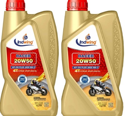 indwing 4T 4 STROKE RACER 20W50 BIKE OIL Synthetic Blend Engine Oil(2000 ml, Pack of 2)