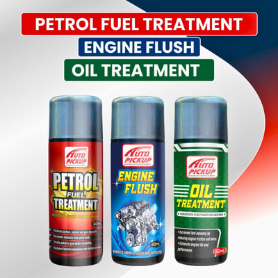 AUTO PICKUP Premium Combo Of 60ml Engine Flush + Oil Treatment + Petrol Fuel Treatment Complete Bike Care Kit Oil Flush and Treatment(60 ml, Pack of 3)