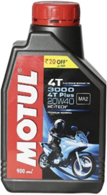 MOTUL 3000 4T Plus 20W-40 - Synthetic Blend Engine Oil(900 ml, Pack of 1)
