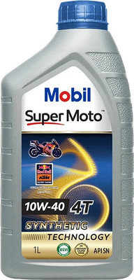 MOBIL Super Moto 10W-40 4T Technology Synthetic Blend Engine Oil(1 L, Pack of 1)